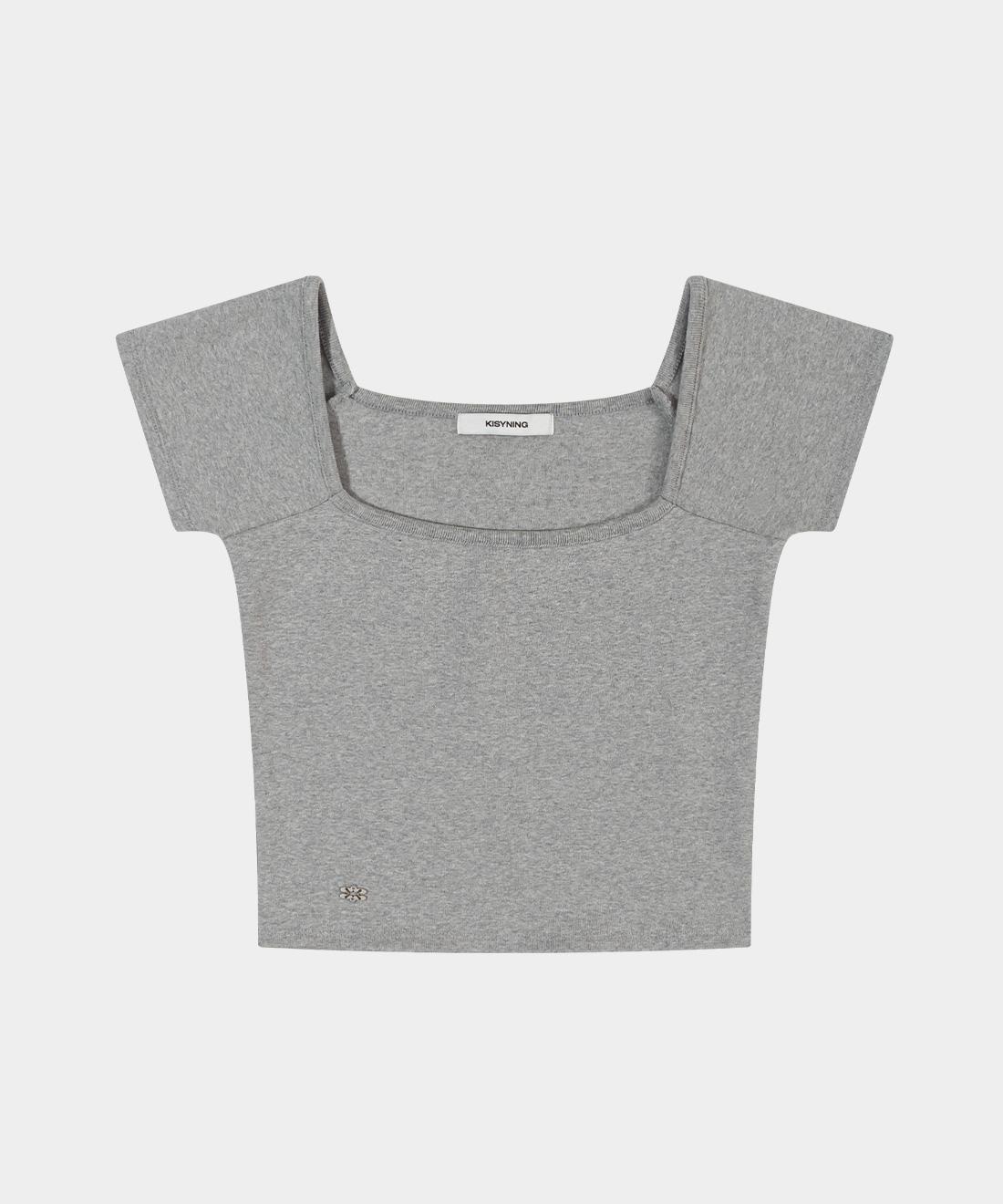 Kissing Metal Symbol Square Round Neck (Thick Version) - Gray Gray