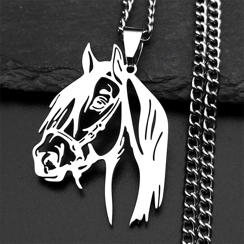 Horse Head Pendant Necklace for Women/Men Stainless Steel Animal Horse Accessories Chain Necklaces Jewelry colar masculino N2026
