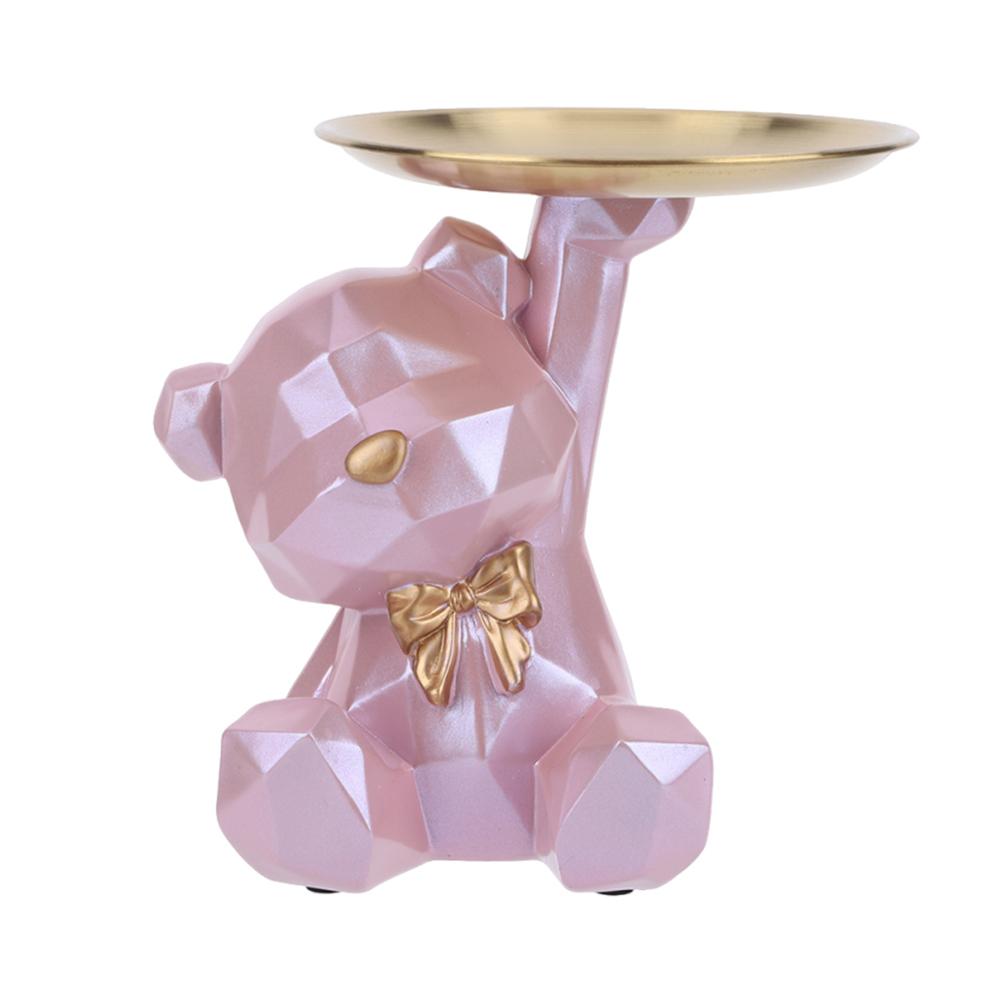 Bear Storage Tray Geometric Bear Key Bowl Multifunctional Key Holder Figurine Decorative Jewelry Candy Tray for Tabletop Decor