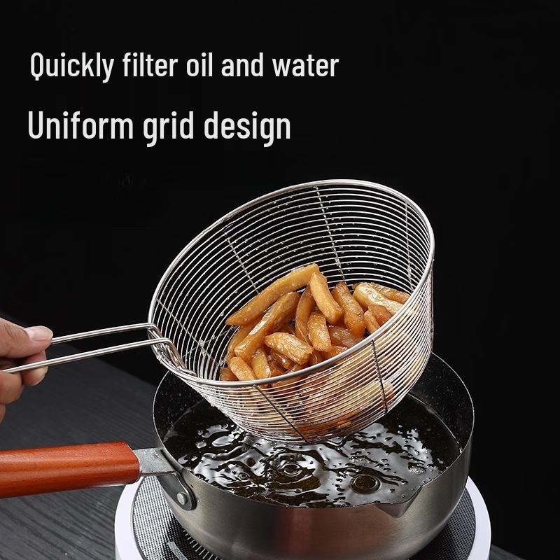 Foldable 304 Stainless Steel Frying Basket & Noodle Strainer