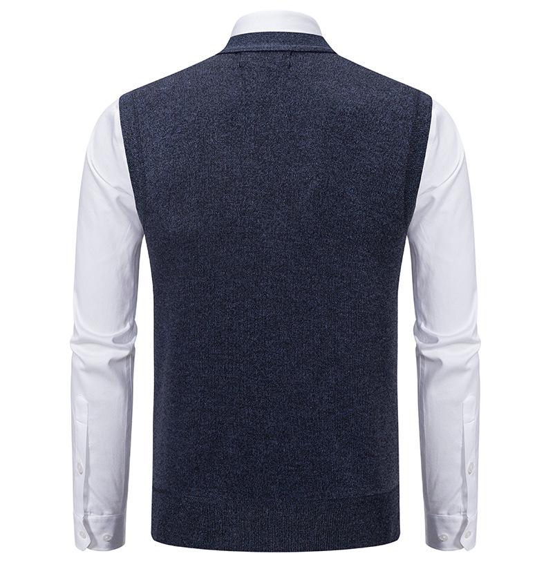 Men's Sleeveless Fleece-Lined Knit Cardigan: Autumn/Winter Plus Size Loose Fit Sweater