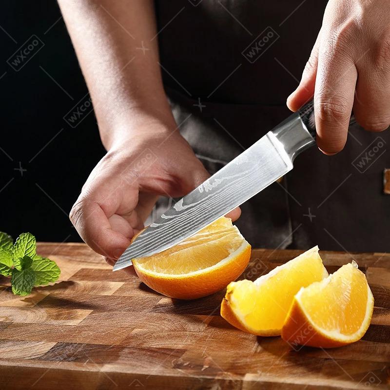 WXCOO Professional Japanese Chef's Knife Stainless Steel Kitchen Knife Set Meat Cleaver Cuting Slicing Knife Fruit Paring Knives