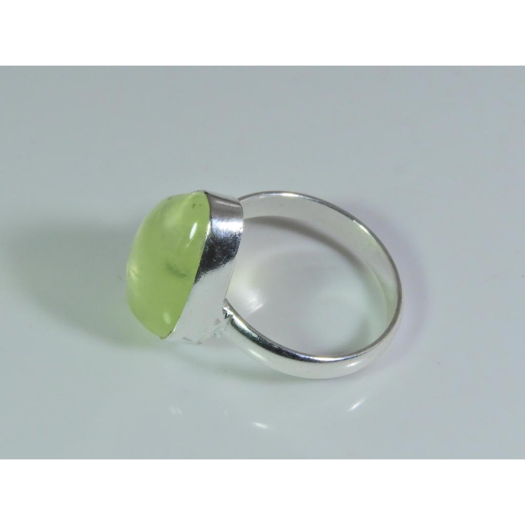 Natural Prehnite 925 Solid Sterling Silver Ring Size US-7.5 PG-101