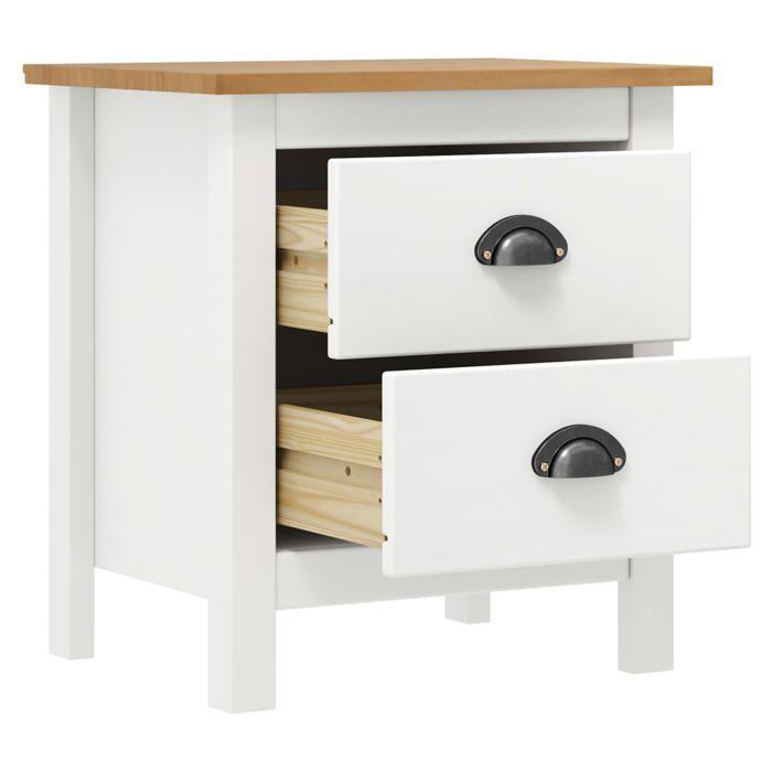 Maison Exclusive - Table de chevet Hill Blanc 46x35x49,5 cm Bois de pin solide