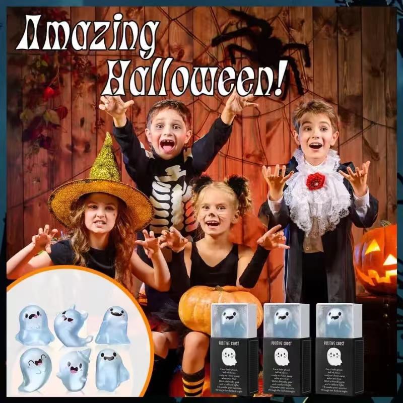 Halloween Luminous Mini Resin Ghost Figurines With Box Cute Halloween Party Favors Cartoon Glow In Dark Resin Desktop Ornament