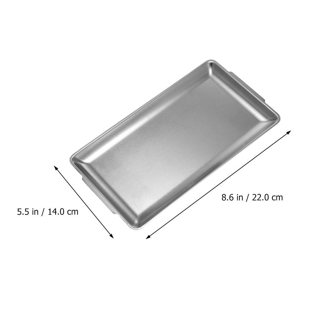 1Pcs Stainless Steel Barbecue Pan Oblong Baking Tray Rustproof Food Plate for Outdoor Cooking Bbq Picnic Camping Party Serving
