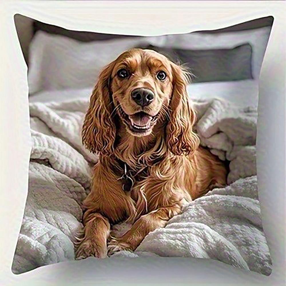 1/4pcs Cute Dog Pattern Pillowcase Sofa Cushion Cover Home Bedroom Room Decoration