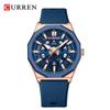 CURREN Mens Watches New Blue Leather Waterproof Luminous Quartz Wrist Watches Luxury Bracelet Men Calendar Watch Relojes Hombre