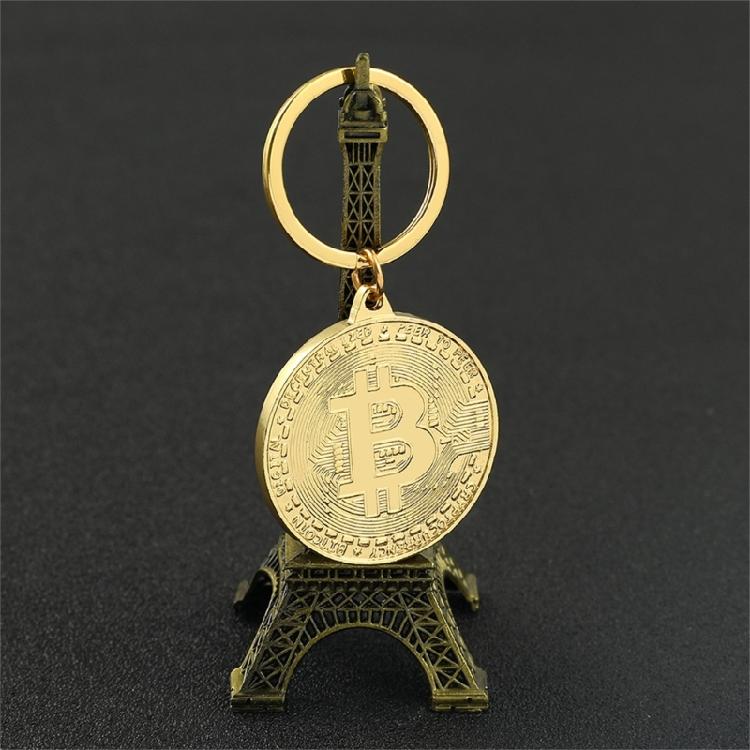 Crypto Collectible Keychain With Bitcoins Motifs Stylish Metal Construction Keyring Pendant For Gifting And Display