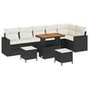 Ensemble de canapé de jardin 9 pièces avec coussins Noir Poly Rattan Acacia, Ensemble de salle à manger de jardin 3 pièces 3361635
