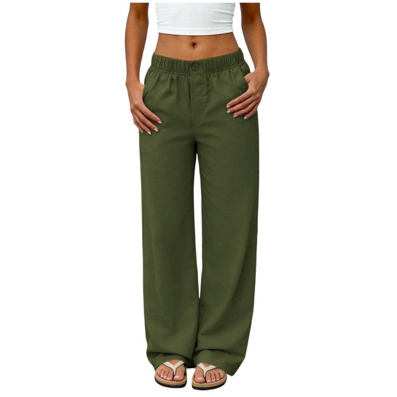 Summer new European and American style high waist loose straight pants women's casual trousers fashion versatile European and American