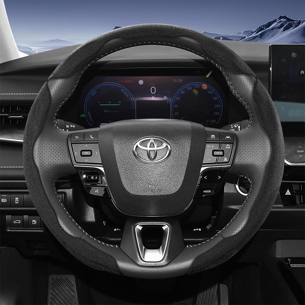 Suitable for Toyota Sports Suede Steering Wheel Cover with Split Snap-On Design for Rav4 Hilux Camry Yaris Corolla Cross Kluger Grand Highlande