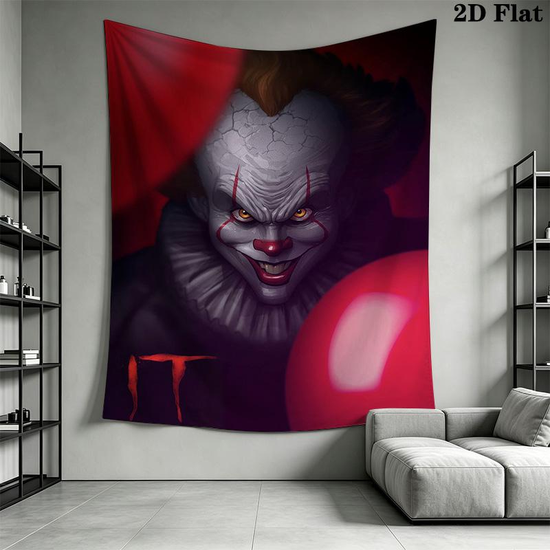 Creepy Clown Tapestry Spooky Room Tapestry Wallmounted Fashion Print Homestay Soft Decoration Tapestry Wall Decoration Home Decor