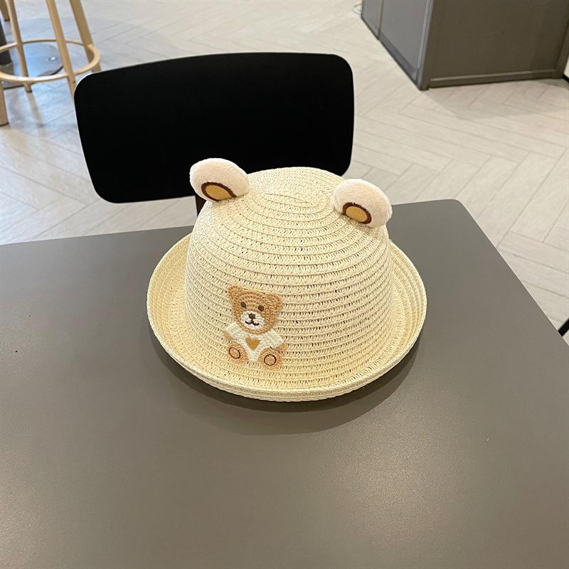 Baby hat male boomer spring and autumn thin cute super cute children's sunshade straw hat summer baby sun bucket hat boy