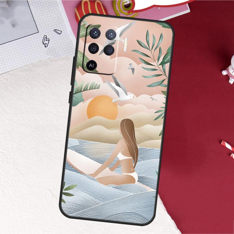 Surfboard Surfing Surf Girl Case For Oppo A60 A80 A40 A18 A38 A58 A78 A98 A96 A76 A16 A94 A74 A54 A15 A17 A57 A77 A5 Pro