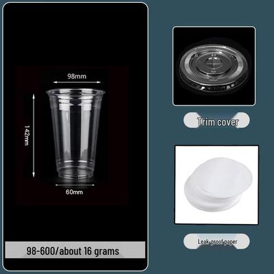 Shixun 600ml Disposable Cold Drink Cups with Flat Lids & Straws