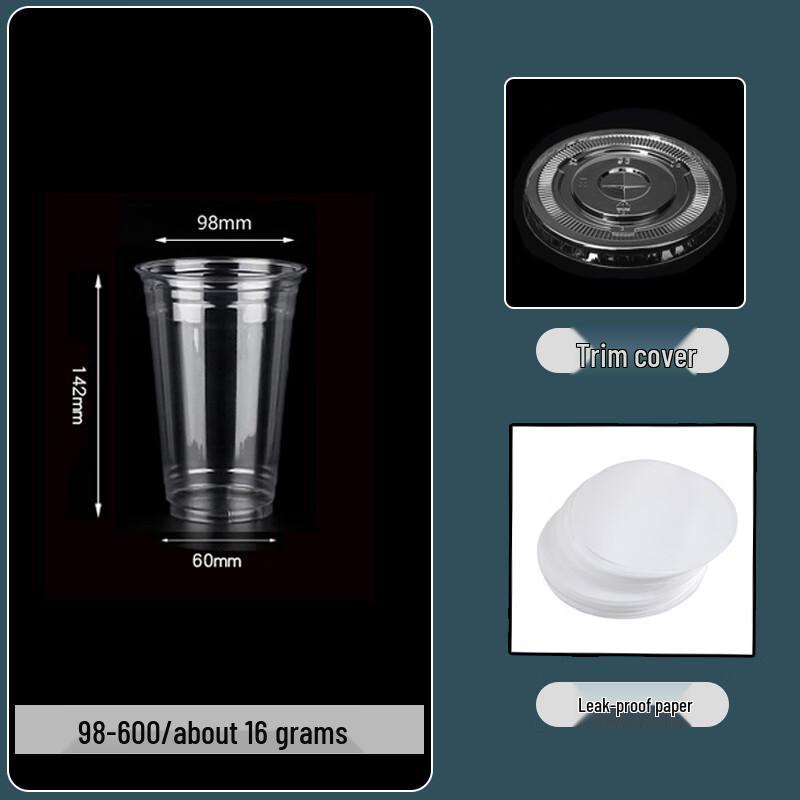 Shixun 600ml Disposable Cold Drink Cups with Flat Lids & Straws