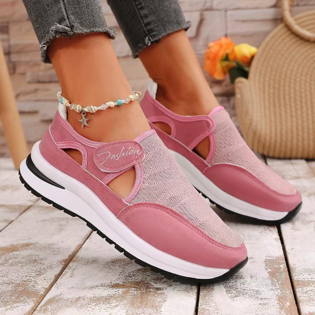 Fashion Women's Casual Shoes Spring Large Size Thick Bottom Slope Heel Mesh Surface Breathable Comfortable Leisure Footwear Size 36-43