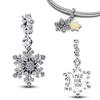 Ciondoli Fiocchi di Neve Campanelline Argento 925 Pupazzo di Neve Invernale Diamante Perline Fai da Te Per Braccialetti Parti Collane Gioielli Raffinati
