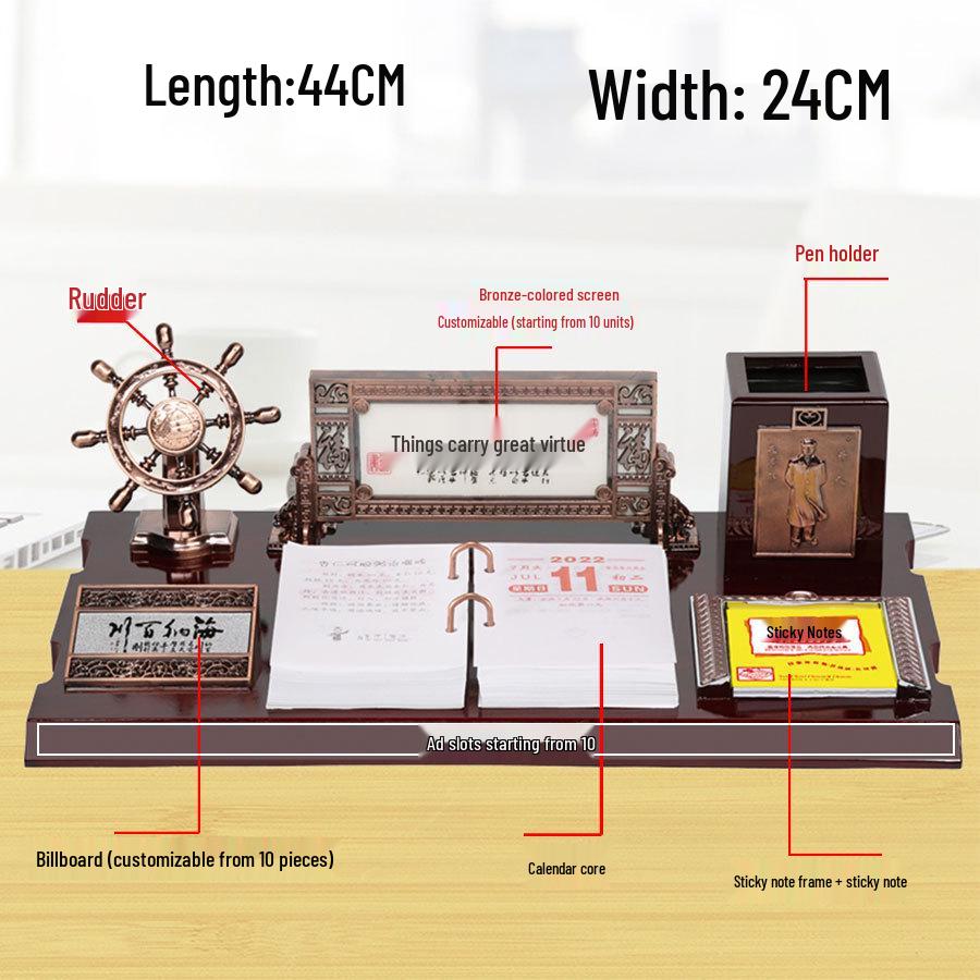 2026 Premium Wooden Desk Calendar & Pen Holder – Elegant Corporate Gift 44X24