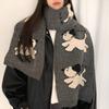 Korean Style Cashmere Blend Scarf Windproof Knitted Shawl Fashion Puppy Pattern Scarf  Winter