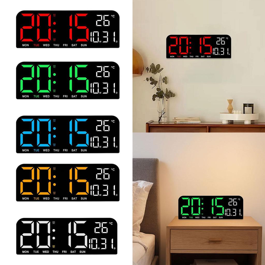 Digitals Wall Clock Modern Wall Mount Oversize LED Digital Clock Large LED Display for NightStand Office Gym Garage Home