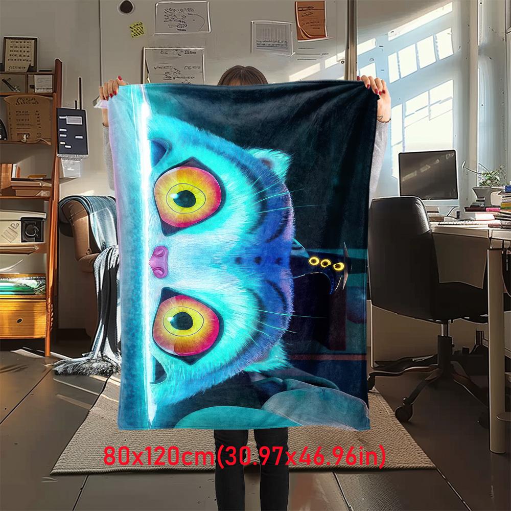 1Pc Demon Hunters Tiger Print Flannel Blanket, Comfortable for All Seasons, Home Decor, Warmth and Comfort, Perfect for Christmas Gifts821063
