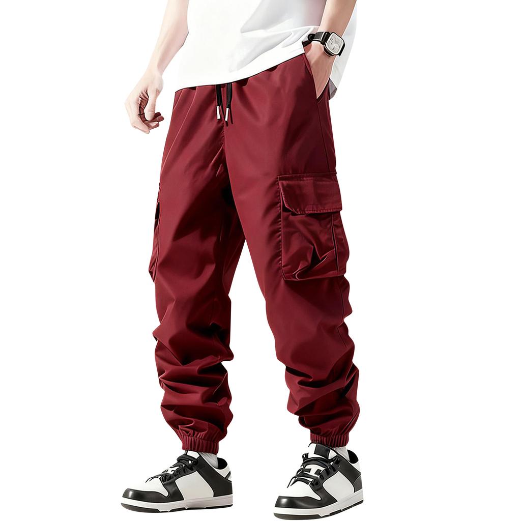 Herren Sommer Multi-Pocket Cargo Jogginghose Outdoor Langlebige Gerade Bein Arbeits Hose mit Elastischen Bündchen und Verstellbarem Bund