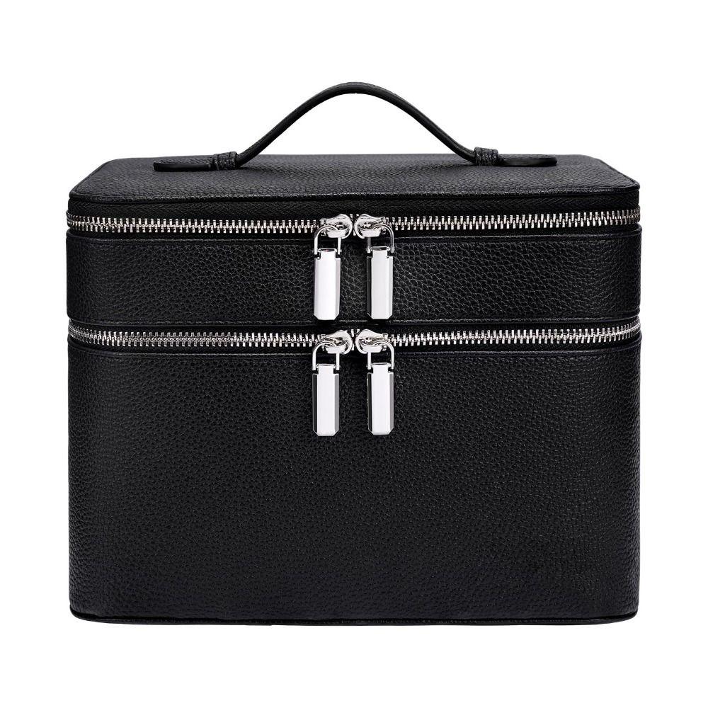 PU Material Cosmetic Bag Waterproof Large Capacity Travel Bag Aesthetic Pattern Lychee Pattern Bag Toiletry Storage