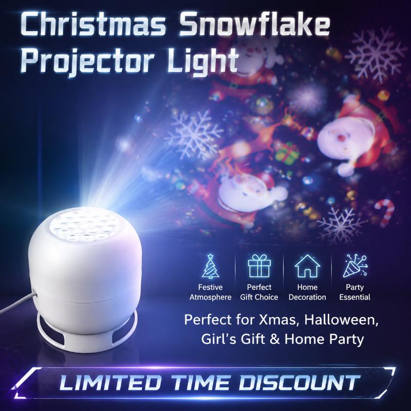 Christmas Projector Light Rotating Led Projection Lamp Santa Claus Snowflake Elk Xmas Decor Night Light Rechargeable