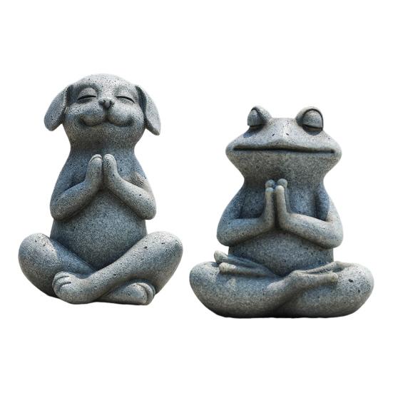 Frog Ornament Resin Material Wealth Luck Symbol Bionic Design Figure Frog Dog Meditation Ornament Indoor Outdoor Decor