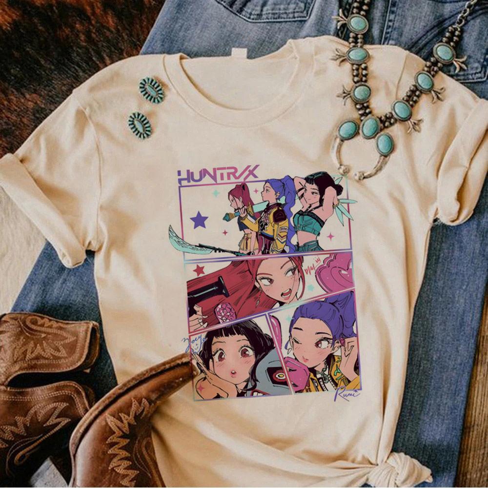 Huntrix Dívčí Kpop Lovci démonů Oboustranné tričko Tričko v anime stylu s Rumi Mira Zoey Dívčí skupina Magická bojovnice Fanouškovská trička