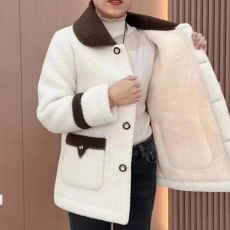 Imitation Lamb Fleece Padded Jacket Women's Plus Fleece Thickened Jacket Winter Granular Fleece Padded Jacket To Keep Warm
