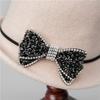 Ji Wool Top Hat Women Rhinestone Bow Socialite Small Brim French Retro Basin Hat Bucket Hat