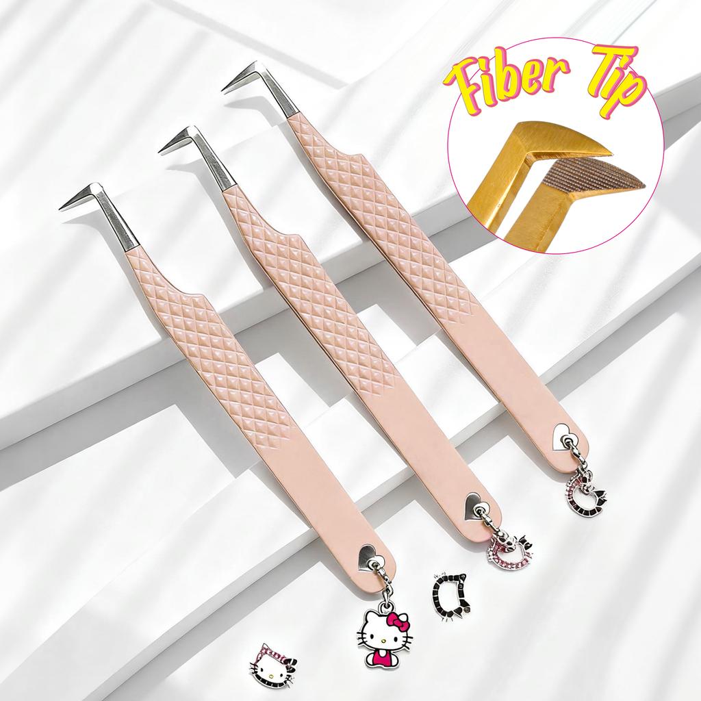 Professional Eyelash Tweezers Grip Eyelash Extension Tweezers 45 75 90 Degree Fiber Tip Easy Fanning Eyelash Tweezers