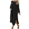 Women's Casual Fashion Color Loose Long Sleeves Pocket Shirt Dress