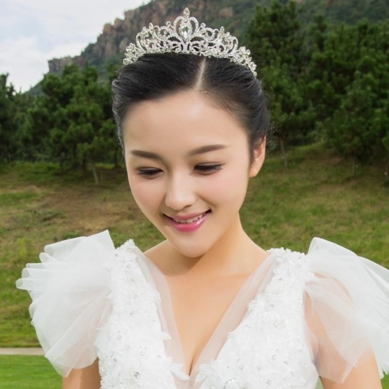 Bridal Princess Austrian Crystal Tiara Wedding Crown Veil Hair Accessory Silver