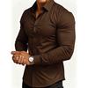 Men S Long Sleeve Shirt Business Casual Stretch Solid Color Cardigan