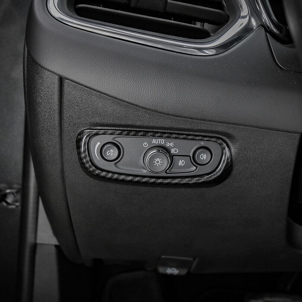 Carbon Fiber Headlight Switch Button Frame Trim For Chevrolet Equinox 2018-2024