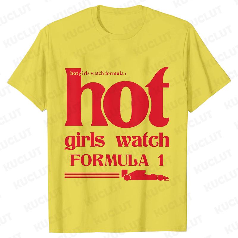 Hot Girls Watch Formula Racing Car Pattern T-shirts Women Clothing Fashion Casual Graphic Tops Trend Harajuku Short Sleeve Tees