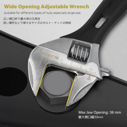 BOOSDEN Short Wide Adjustable Wrench, Pocket Monkey Wrench, Lightweight, Adjustable, Maximum Opening Width 38mm (160mm)