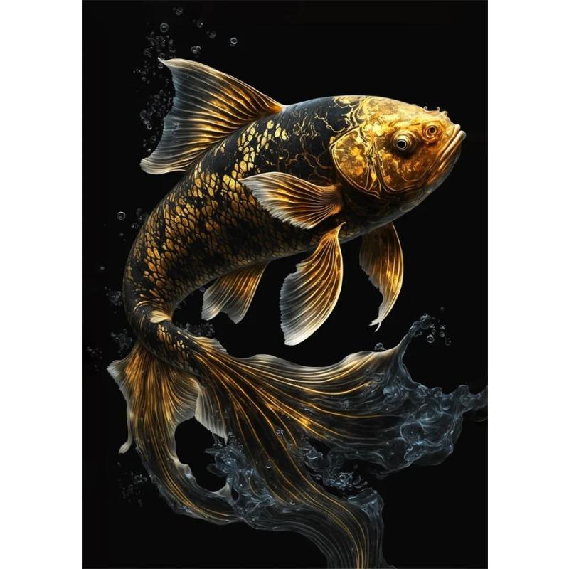 Schwarzes und goldenes Adler-Löwen-Leinwandbild – Nordisches Hirsch-Tiger-Wolf-Schwan-Ästhetik-Poster für Wohnzimmerdekoration, Metallgemälde