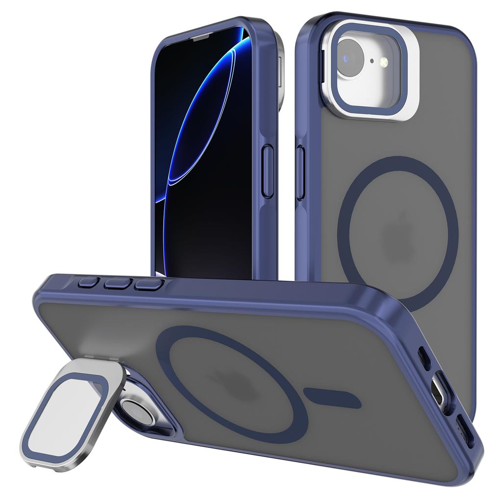For iPhone 16e Case Compatible with MagSafe Lens Kickstand PC+TPU Matte Phone Cover