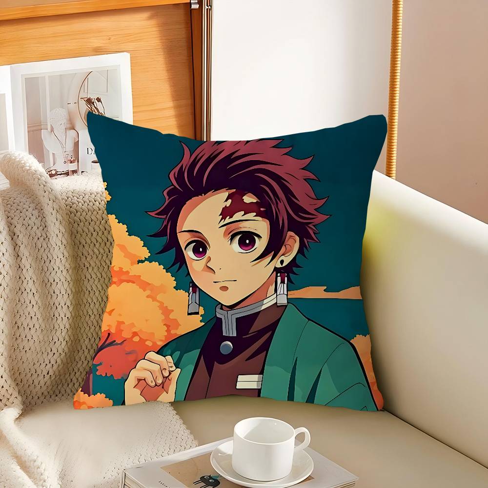 K-Kamado T-Tanjiro Cushion Cover Car Throw Pillow Case For Sofa Car Christmas Gift 40x40cm 45x45cm