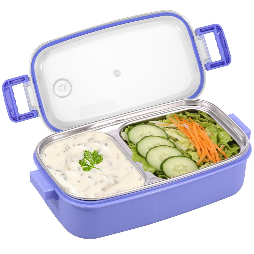 540 ML Lunchbox 304 Edelstahl Bento Boxen 2 Fächer Lebensmittelbehälter mit auslaufsicheren Deckeln für Studenten Büroangestellte