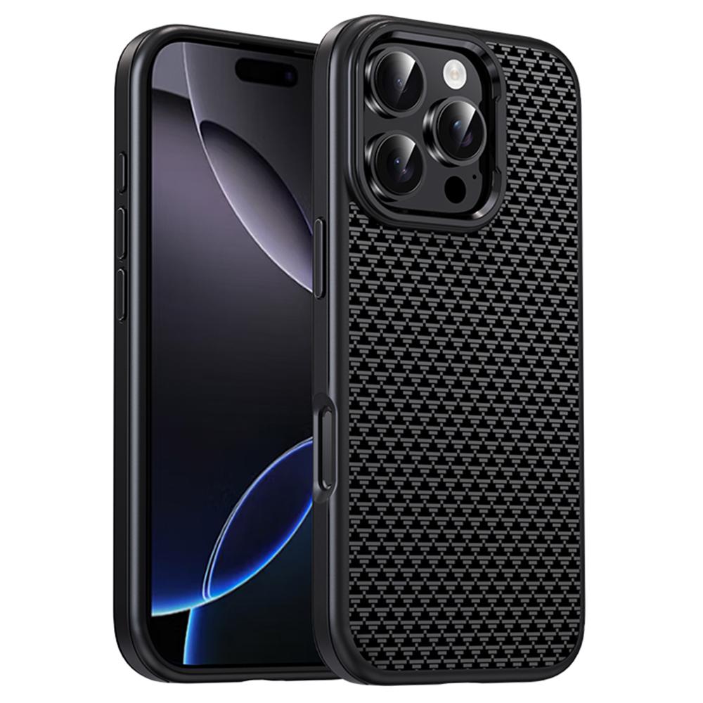 IPAKY For iPhone 16 Pro Case Carbon Fiber Texture PC+TPU Shockproof Phone Back Cover