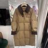 Medium and Long Down Jacket Women's New Splicing Corduroy Lapel Thickened Winter Coat