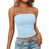 Top a tubino senza maniche da donna, senza spalline, Streetwear, tinta unita, Bustier, vestibilità aderente, elasticizzato, estivo, casual, da indossare tutti i giorni, Canottiera
