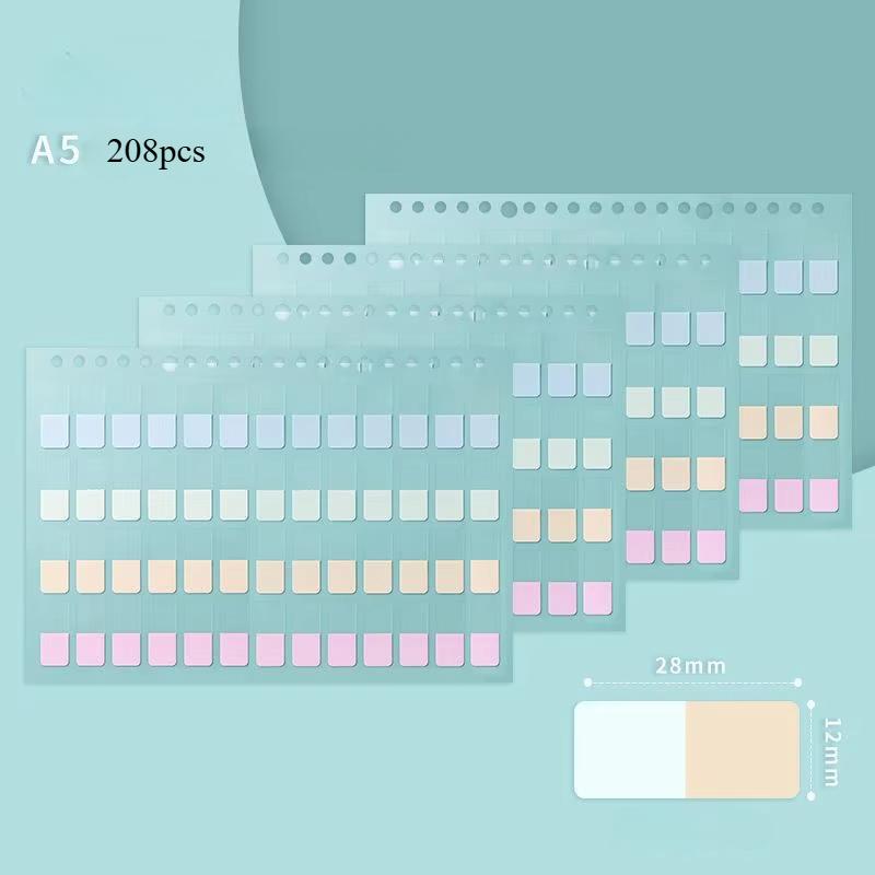 4 Sheets A5/B5 Binder Color PET Translucent Index Sticker Student Notebook Sort Label Index Tabs Book Marker Writable Sticky Notes