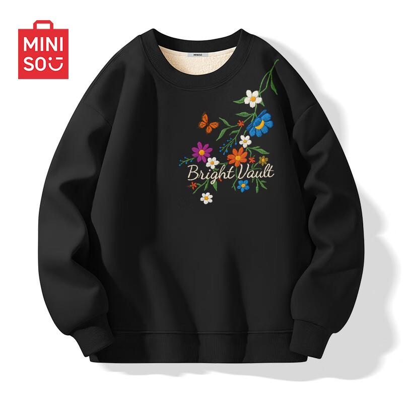 

MINISO Men s American Style Heavyweight Fleece Lined Crewneck Sweatshirt 2XL